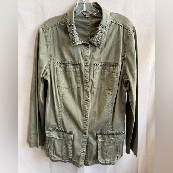 Guess Military Style Studded Rhinestones Jacket women's size M - Picture 1 of 4